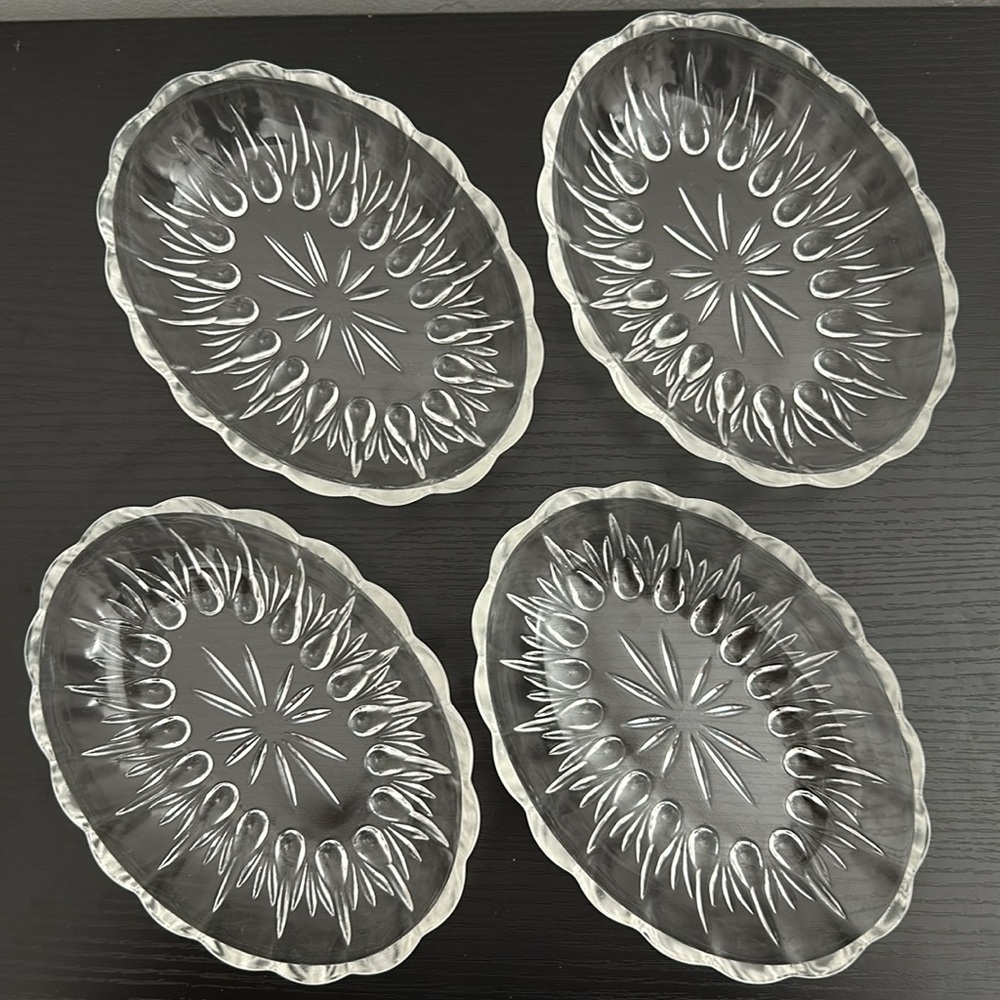 RARE 325 Clear by Indiana Glass 4 Vintage Oval Berry Bowl Set